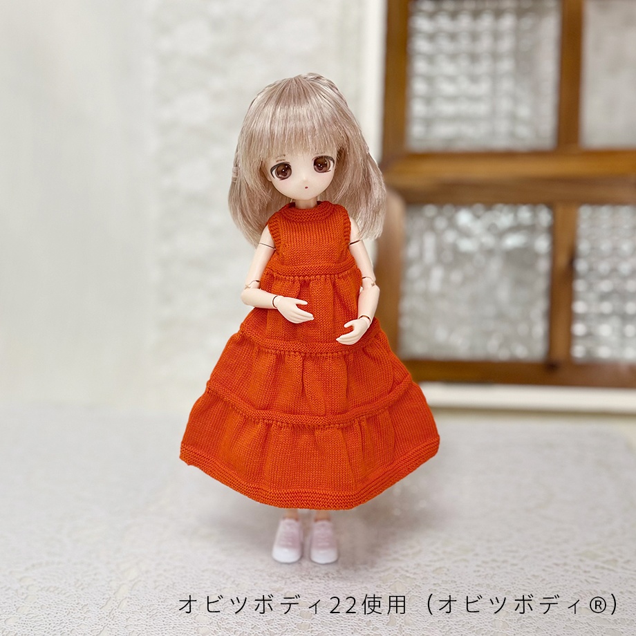 【予約商品】Sleeveless tiered dress 【Orange】