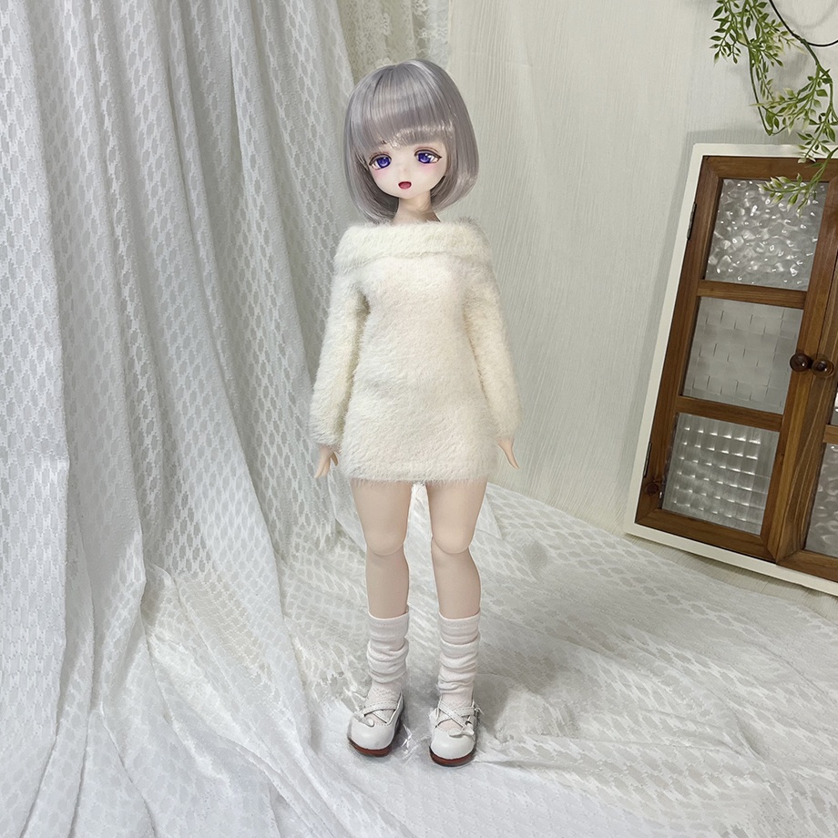 【即納】Shaggy off shoulder dress【Off-White】