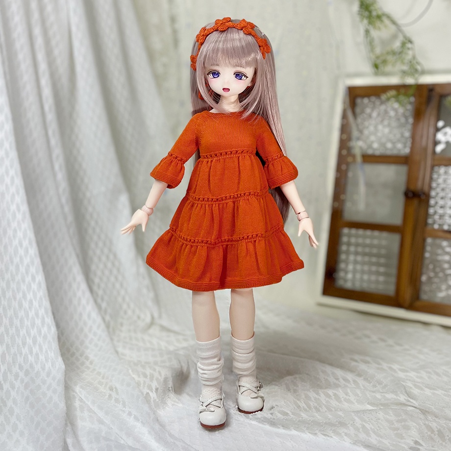 【即納】Tiered knit dress【Orange】
