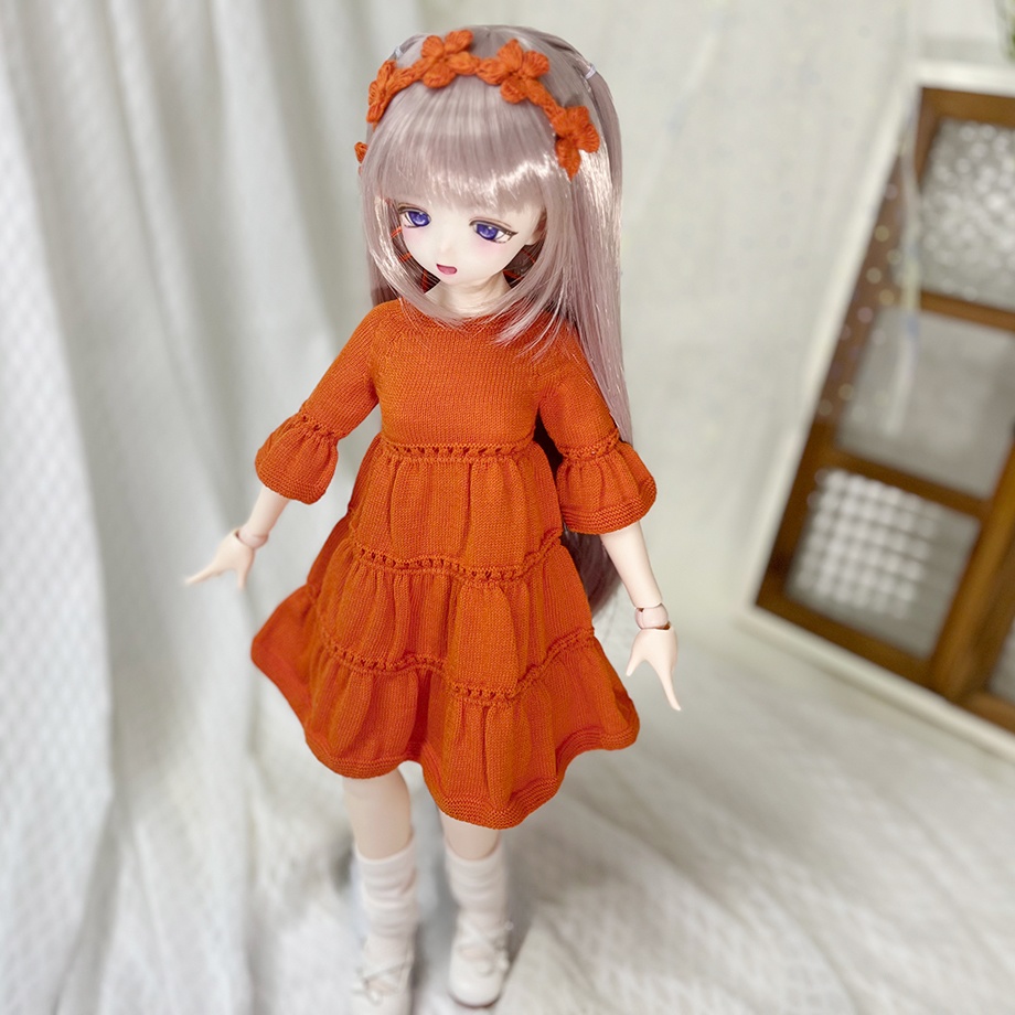 【即納】Tiered knit dress【Orange】