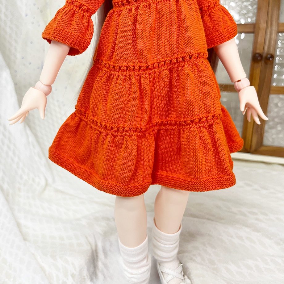 【即納】Tiered knit dress【Orange】
