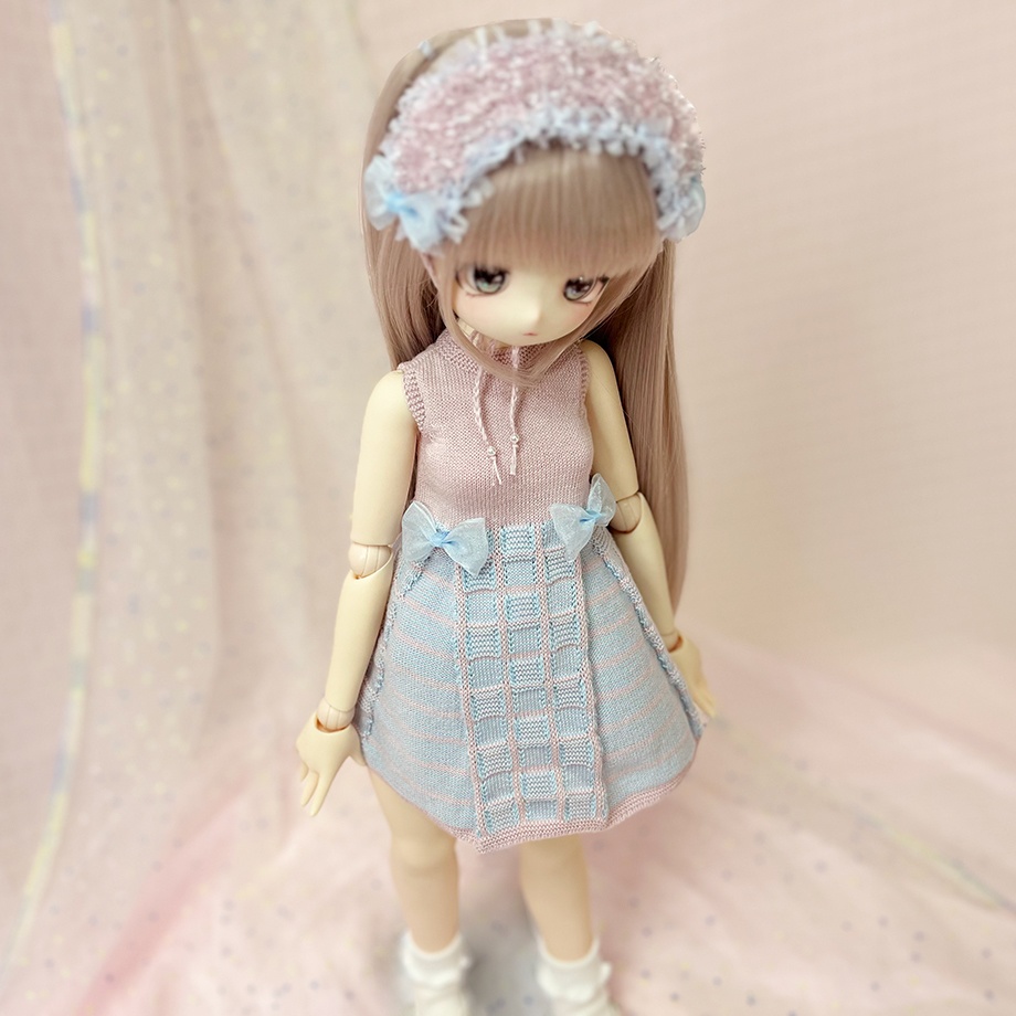 【即納】Sleeveless check dress 【Pink×Blue】