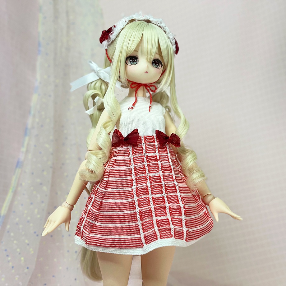 【即納】Sleeveless check dress 【Off-White×Red】