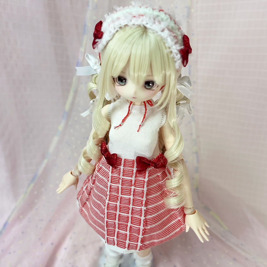 【即納】Sleeveless check dress 【Off-White×Red】