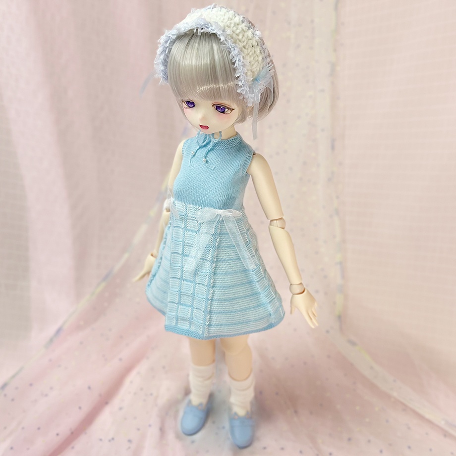 【即納】Sleeveless check dress 【Blue×White】