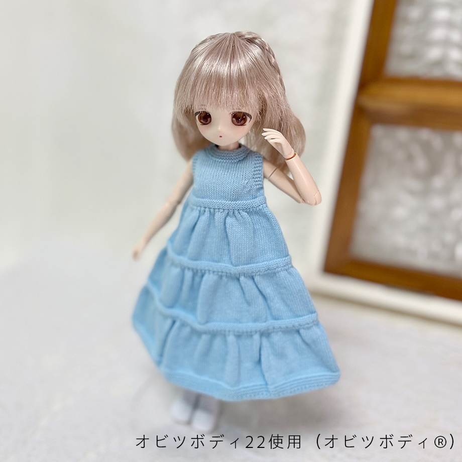 【即納】Sleeveless tiered dress 【Blue】