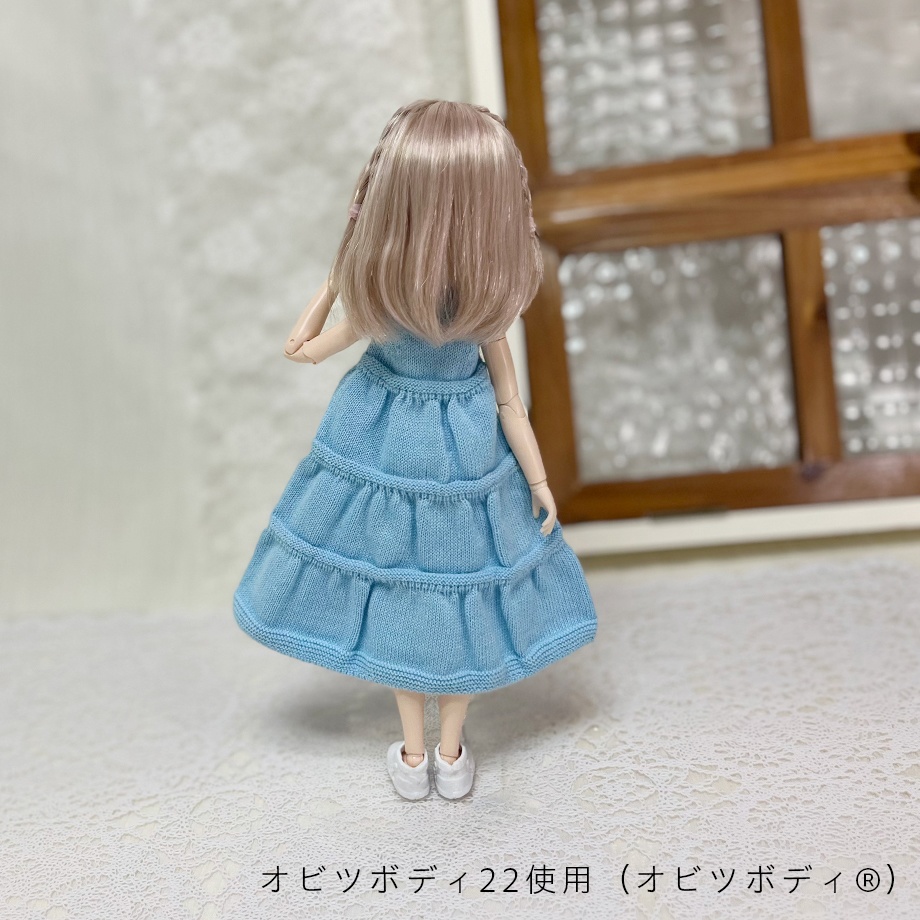 【即納】Sleeveless tiered dress 【Blue】