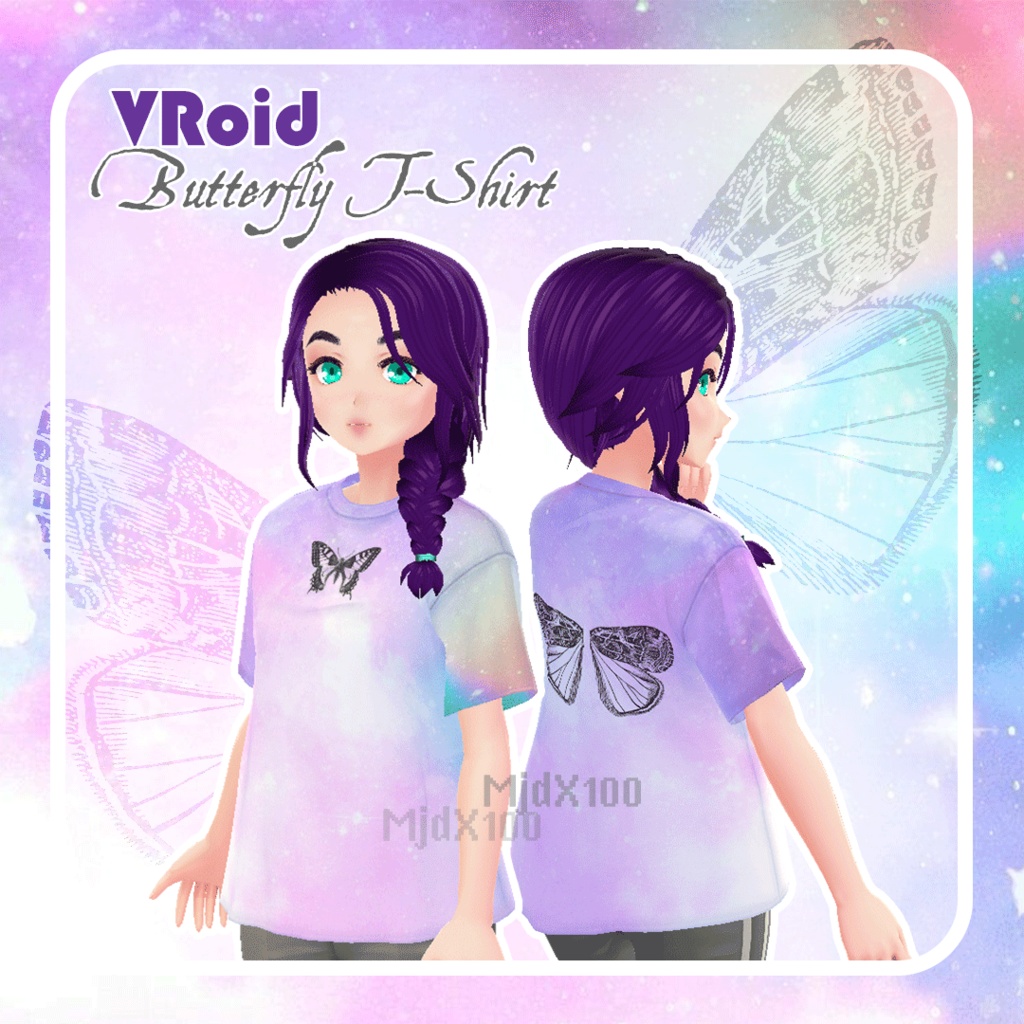 [Vroid] Butterfly T-Shirt Female cute pastel colors