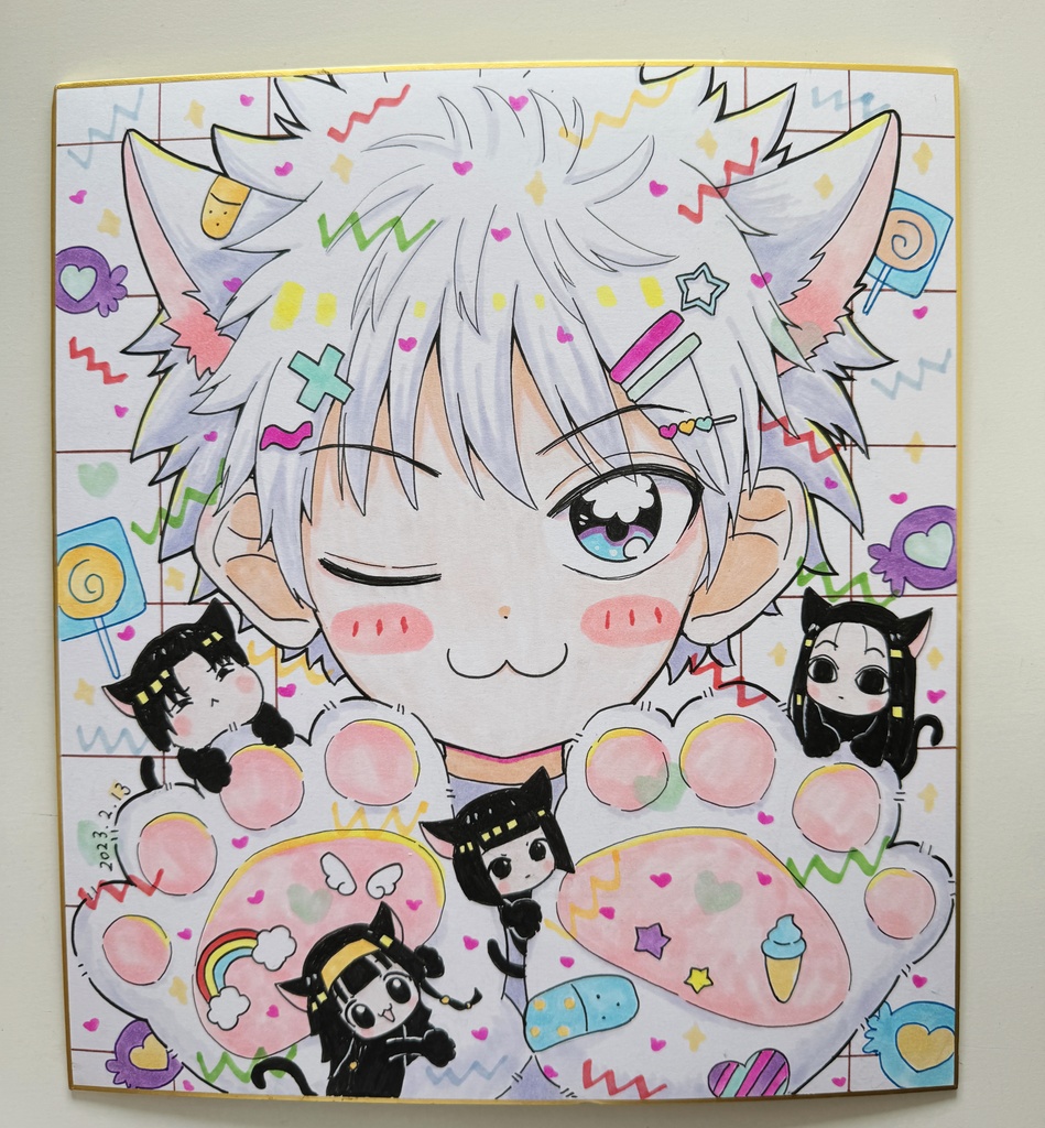 【大色紙】手描き原画-HUNTERｘHUNTERキルア