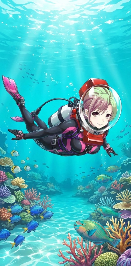 潜水女子 Vol.5 LAMAバブルヘルメット+SAS-WetSuit【水中を泳ぐ女性の美】 Diving Girls Vol.5 - LAMA-Bubble Helmet+SAS-WetSuit【The Beauty of Women Swimming Underwater】