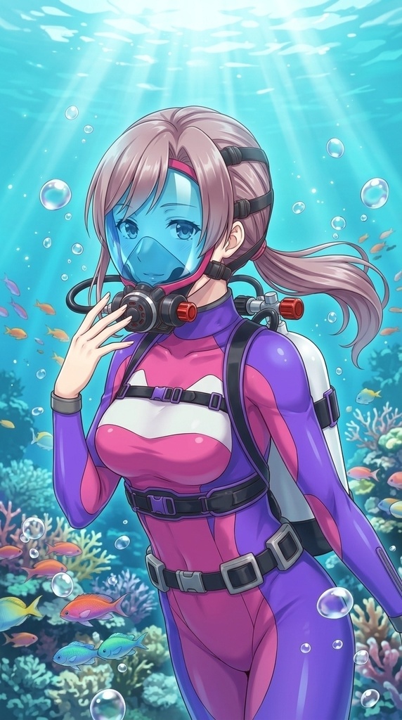 潜水女子 Vol.8 Full Face Mask-Diving GEAR【水中を泳ぐ女性の美】 Diving Girls Vol.8 - Full Face Mask-Diving GEAR【The Beauty of Women Swimming Underwater】