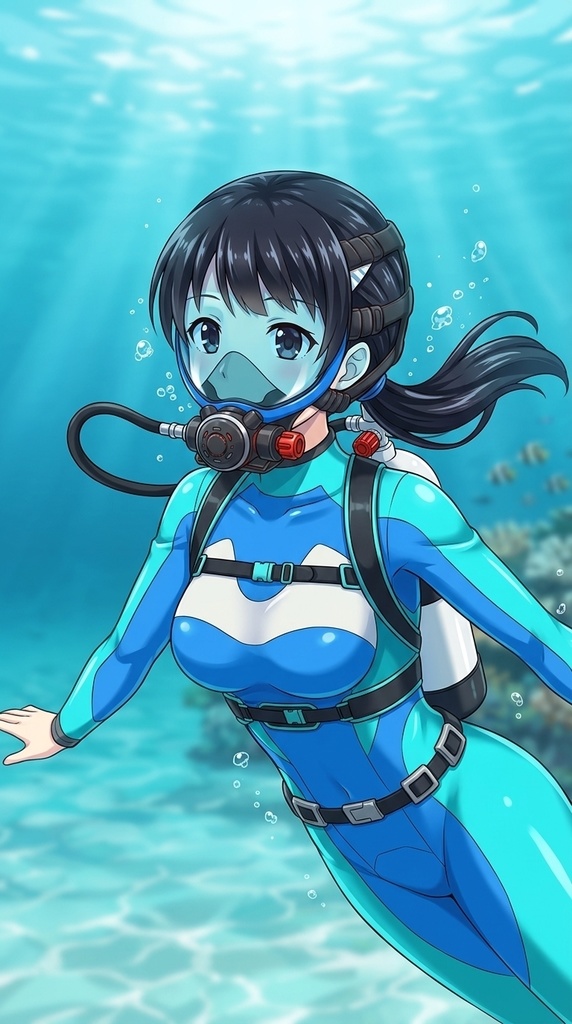 潜水女子 Vol.12 Full Face Mask-Diving GEAR【水中を泳ぐ女性の美】 Diving Girls Vol.12 - Full Face Mask-Diving GEAR【The Beauty of Women Swimming Underwater】
