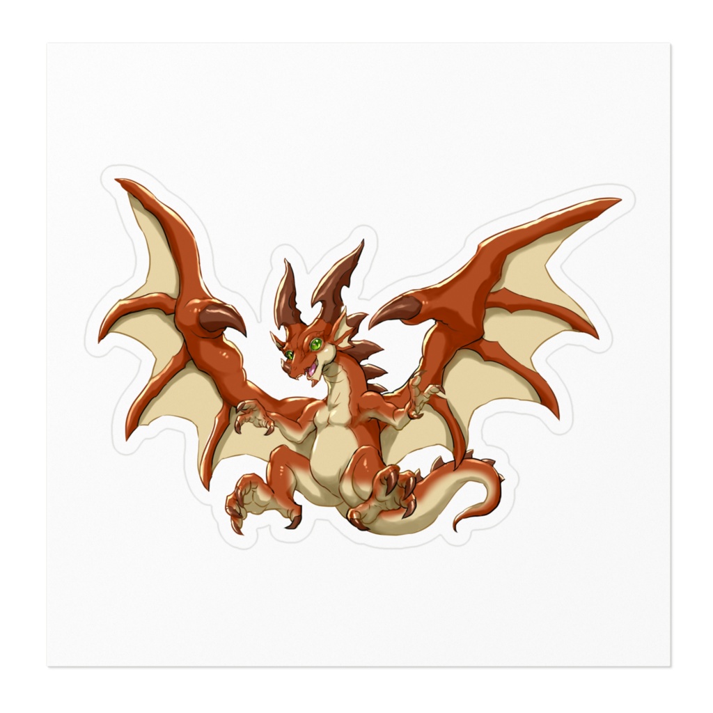 ミニファイアードラゴンのステッカーです。白背景です。