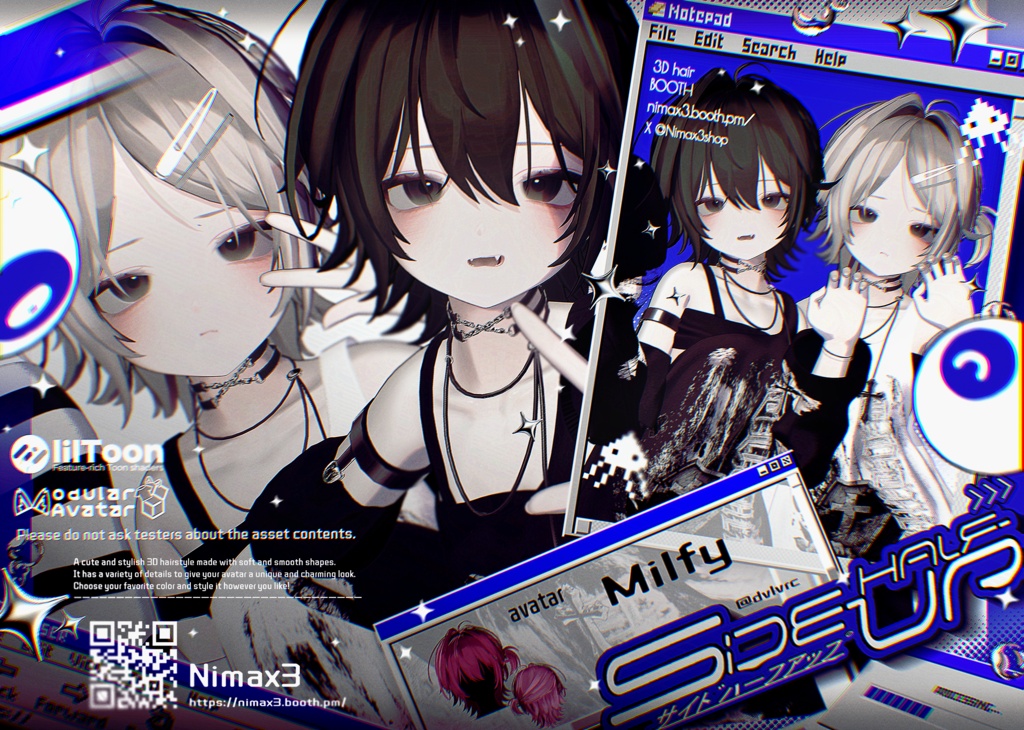 !!セール中!!【16アバター対応】Side-Half-Up【VRChat】