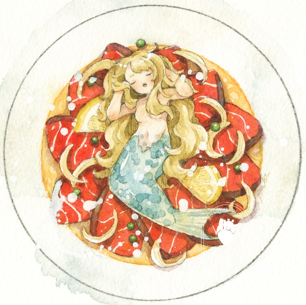 額装原画「秋の一皿」