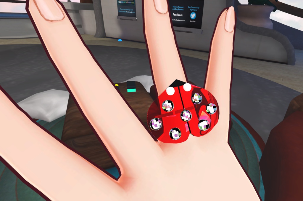 【VRChat向け】ハート型てんとう虫リング
