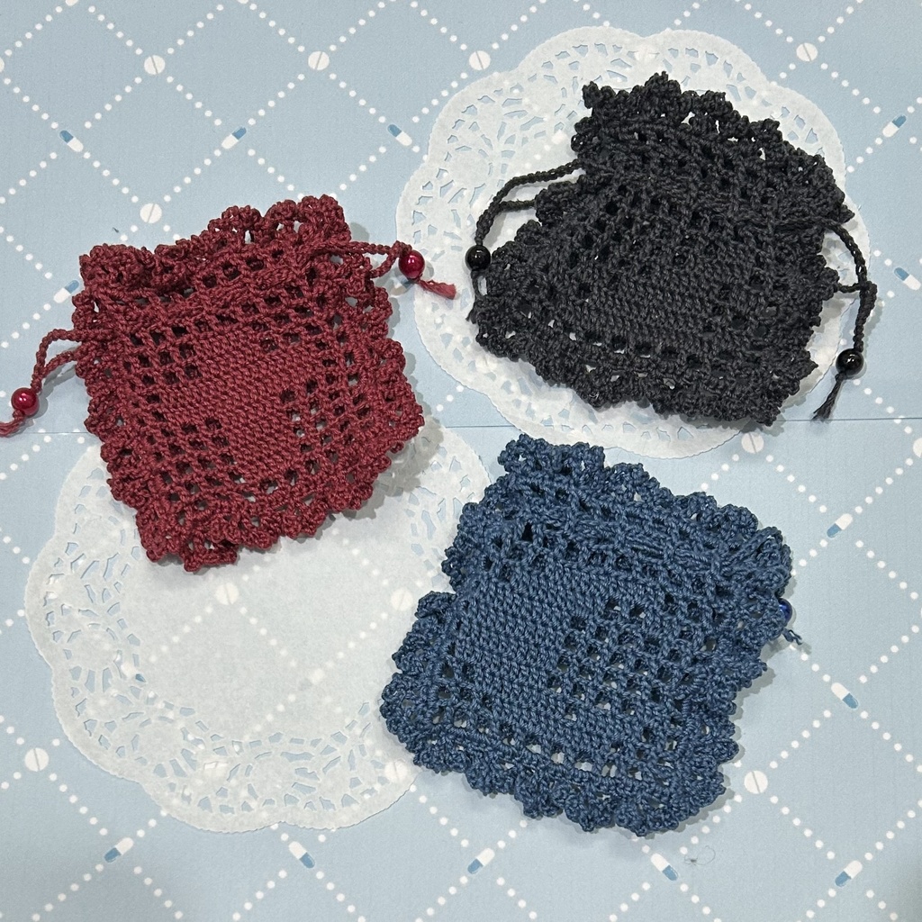 糸の魔法　サシェ　方眼編み　巾着