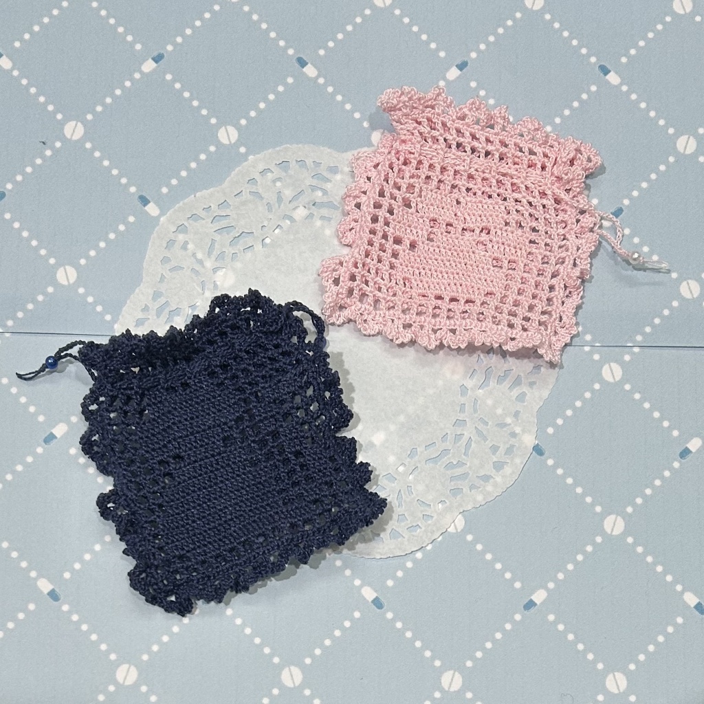 糸の魔法　サシェ　方眼編み　巾着