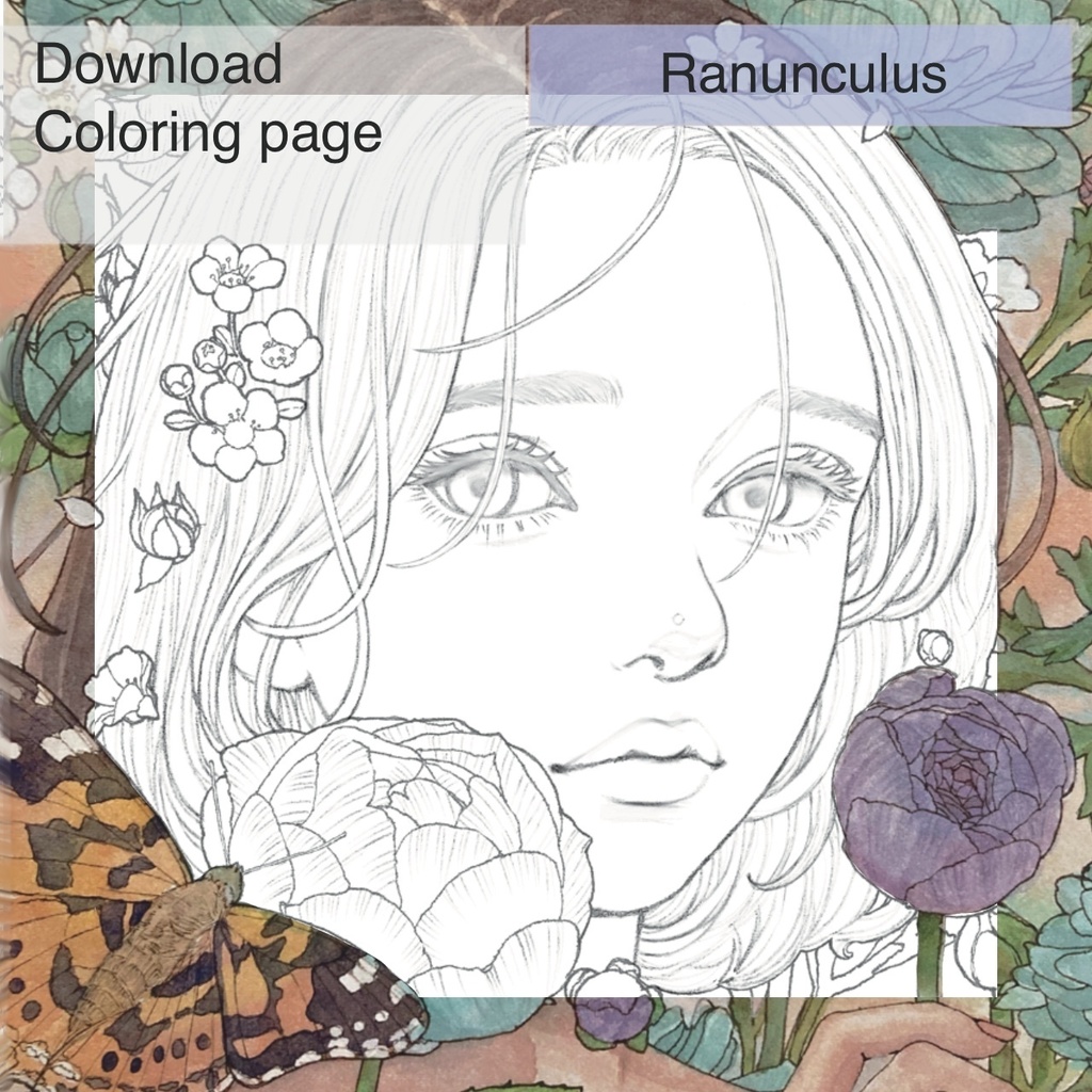 Digital Coloring page「Ranunculus」