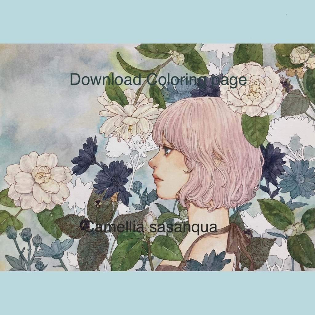 Digital Coloring page「Camellia sasanqua」