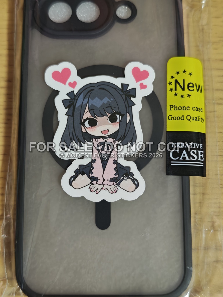 スマホ向 オリジナルステッカー(防水UVカット屋外仕様) 強吸着 地雷ちゃん