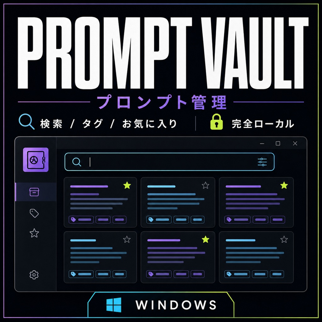 PromptVault｜AI画像のプロンプトを“あとから検索”できる管理ツール【完全ローカル / Windows】