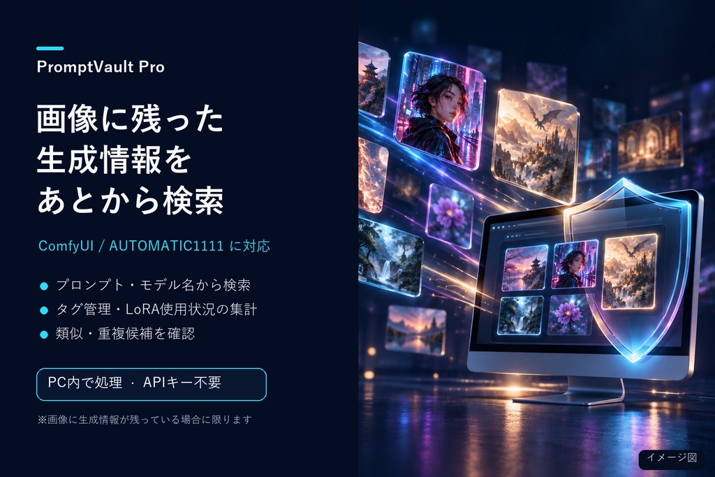 PromptVault Pro|AI画像のプロンプト検索・整理【Stable Diffusion / ComfyUI / Windows】