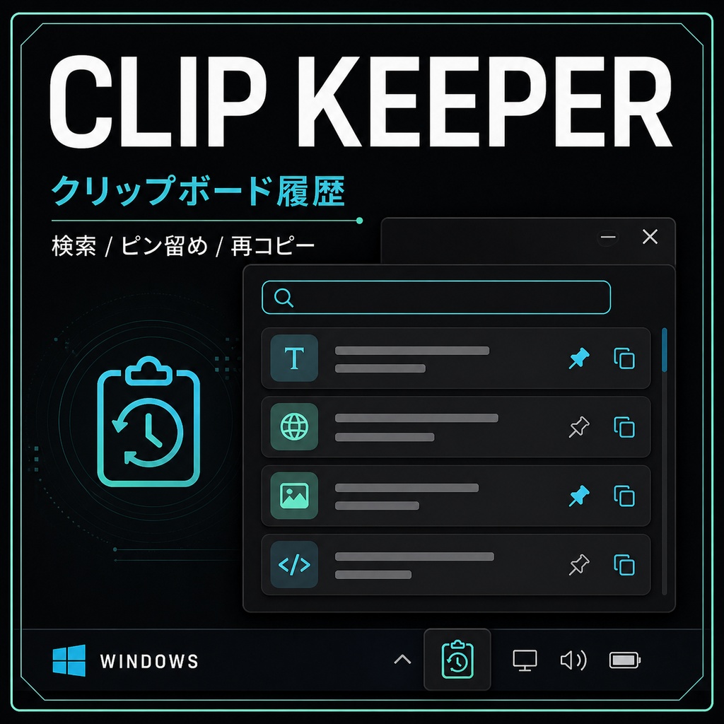ClipKeeper — クリップボード履歴マネージャー