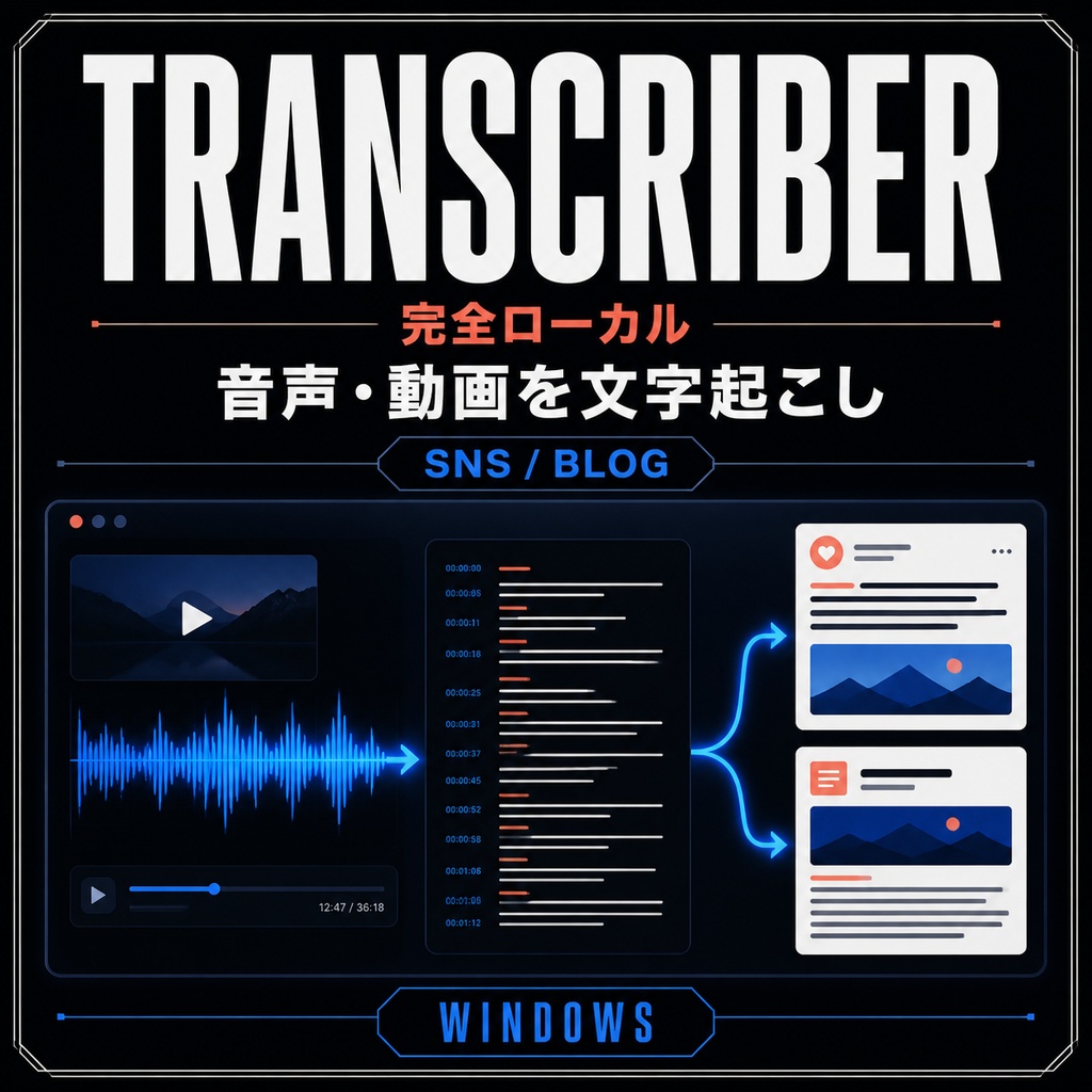 Transcriber｜完全ローカルで音声・動画を文字起こし＆SNS/ブログ用に自動整形