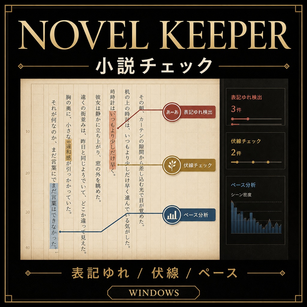 NovelKeeper｜なろう系・同人小説の表記ゆれ／伏線／ペースを自動チェック