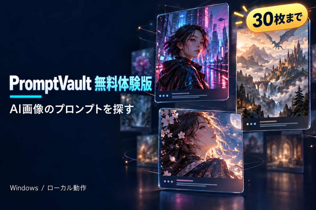 PromptVault 無料体験版|AI画像のプロンプトを検索【ComfyUI / Stable Diffusion・Windows】