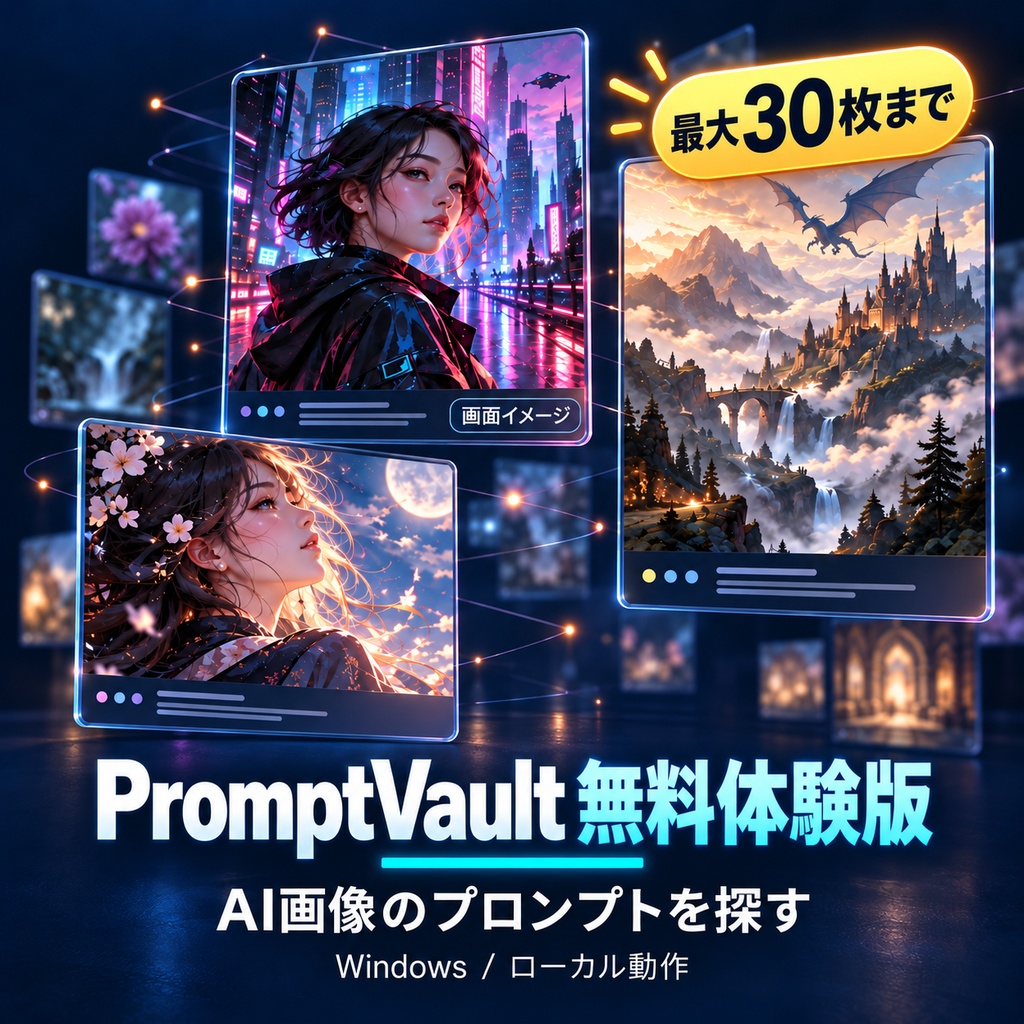 PromptVault 無料体験版｜AI画像のプロンプトを検索【ComfyUI / Stable Diffusion・Windows】