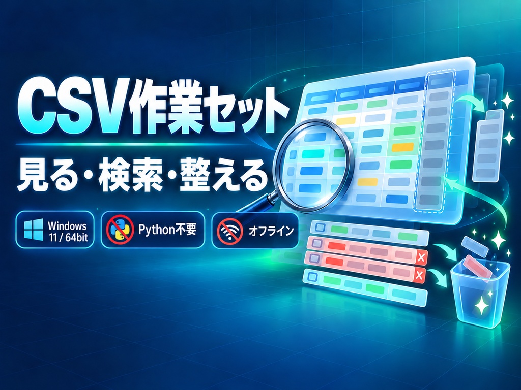 CSV作業セット｜検索ビューアー＋安全な整形ツール【Windows】