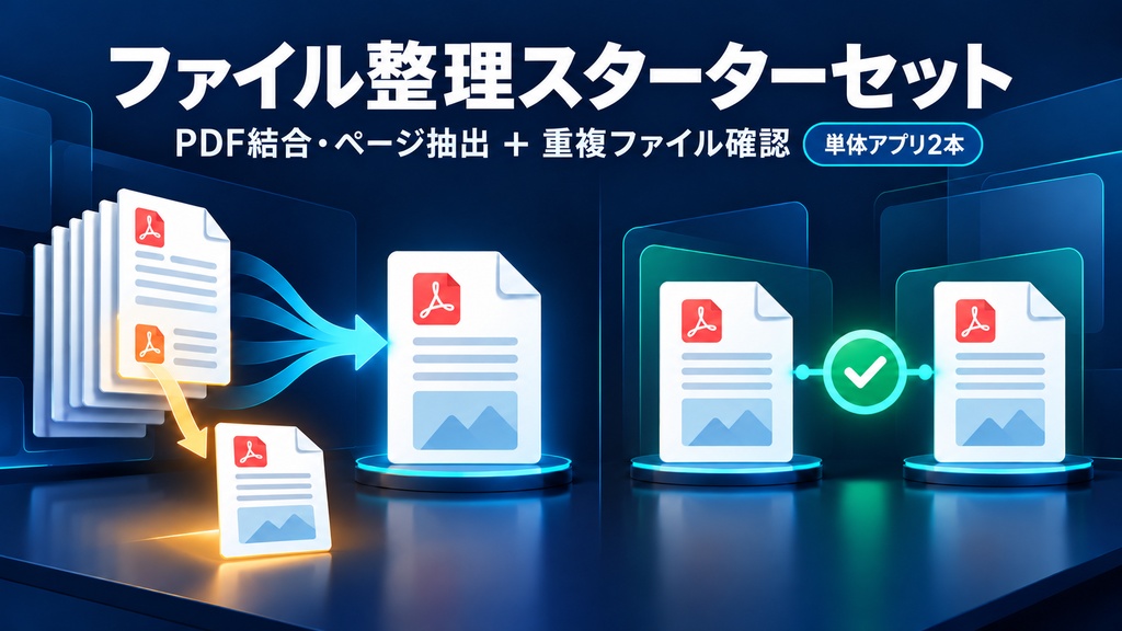 ファイル整理スターターセット v1.0.0｜PDF結合・抽出＋重複チェック【Windows】