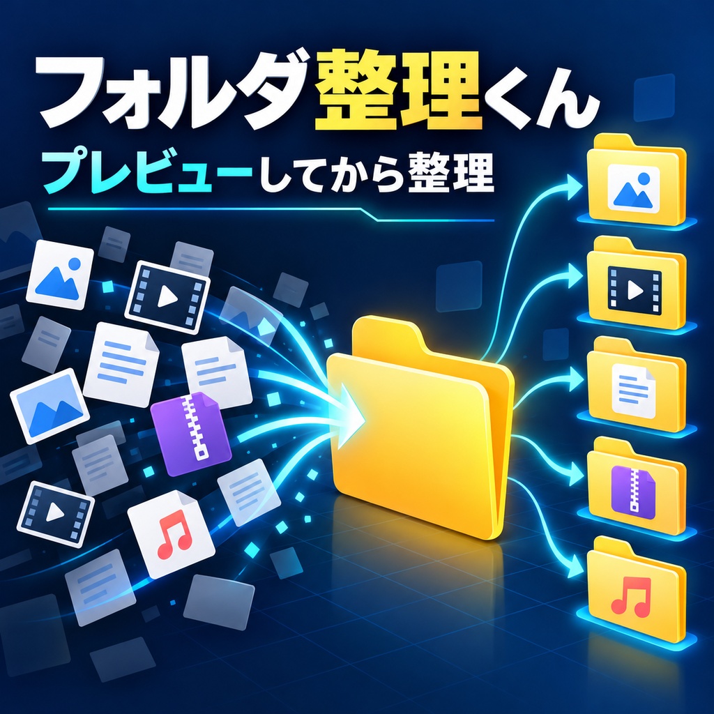 フォルダ整理くん v1.0.0|プレビューしてから仕分け・再起動後も元に戻せる【Windows】