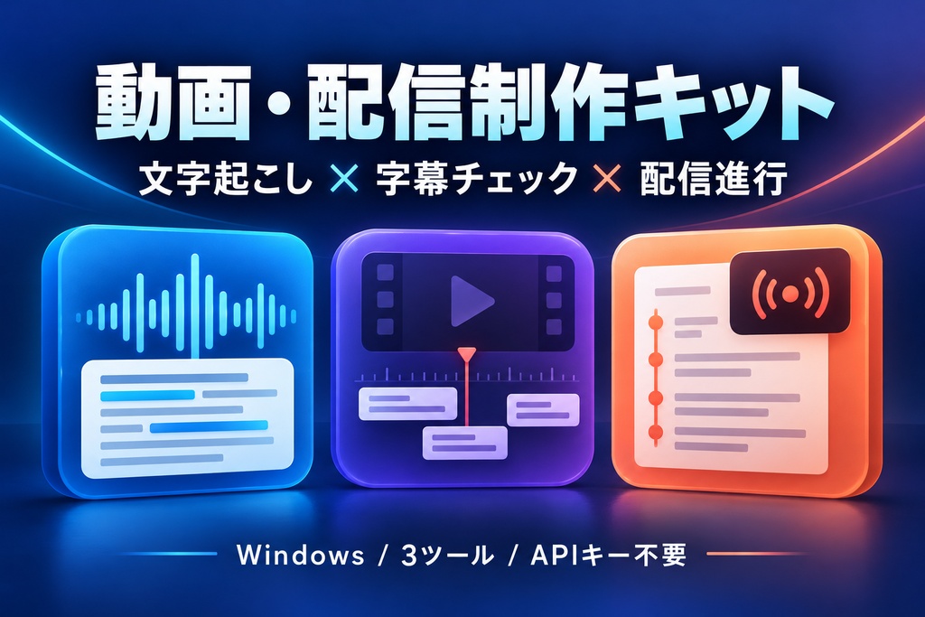動画・配信制作キット｜文字起こし・字幕QC・配信台本【Windows】