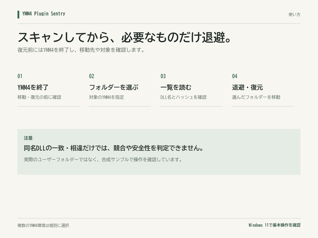 YMM4 Plugin Sentry|DLL点検・プラグイン退避ツール v1.0.0