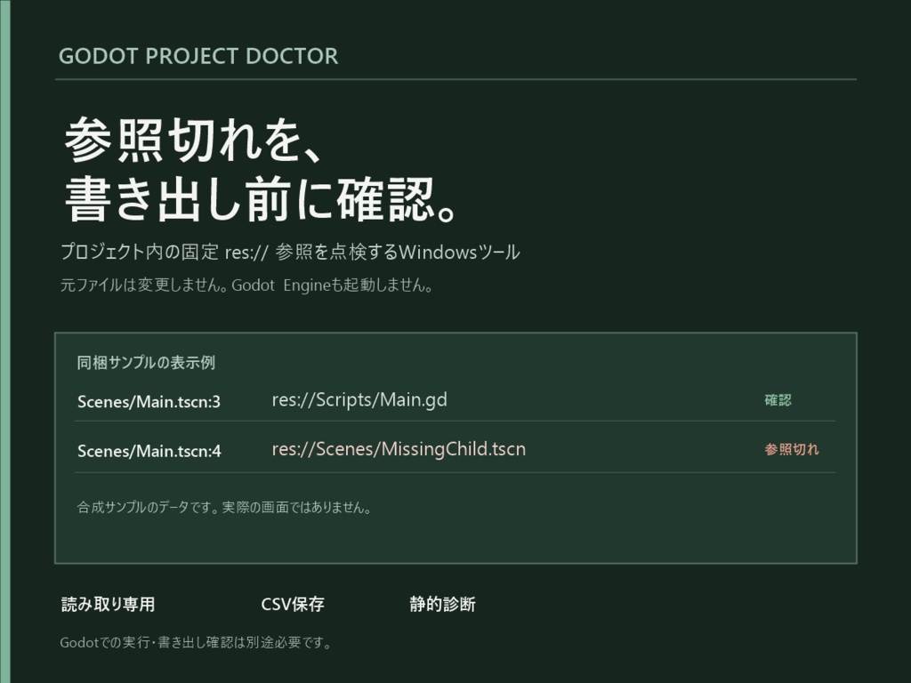 Godot Project Doctor｜参照切れ・パス表記チェック