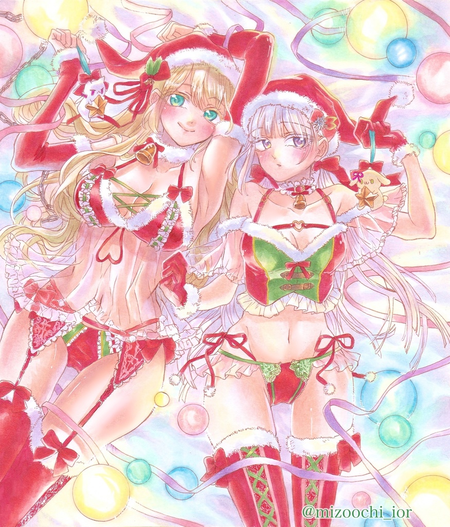 クリスマスイラスト色紙2022オリジナルキャラクターセクシーサンタ