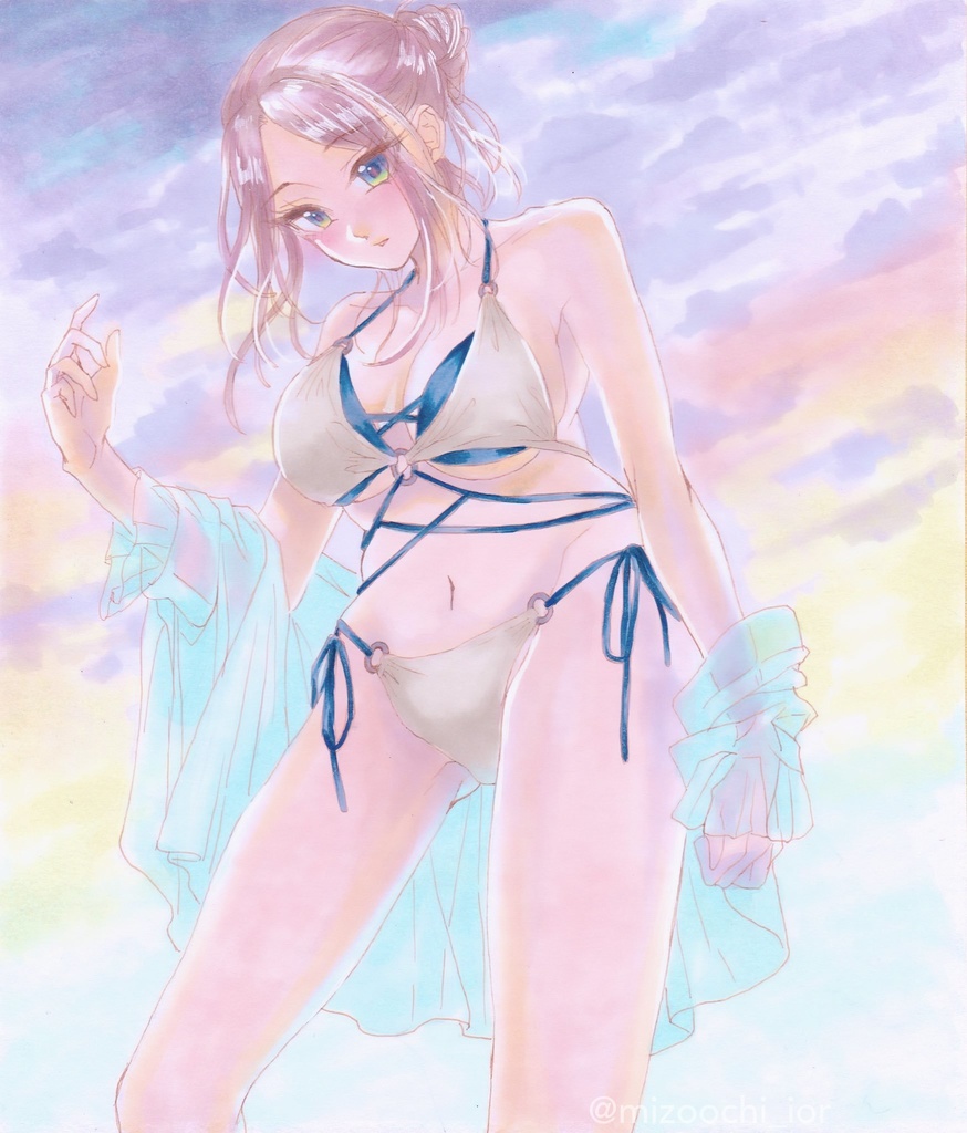 浜辺のマジックアワー その 色紙 オリジナル 