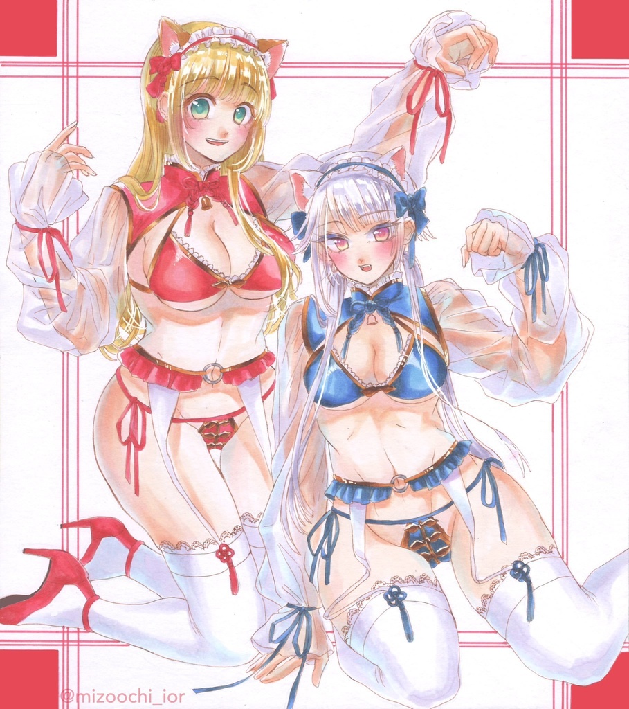 チャイナにゃんこ姉妹 シグレ ミゾレ 色紙 オリジナル