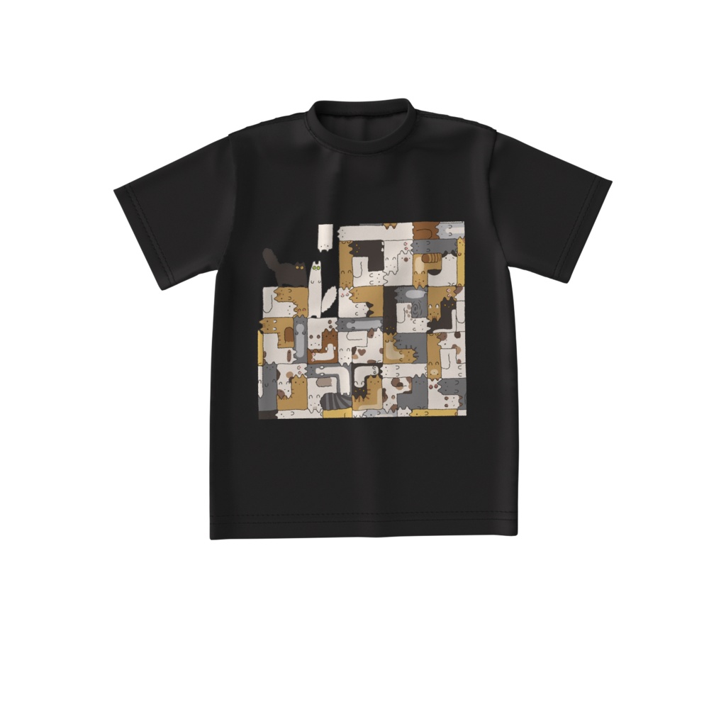 Tシャツ　ねこブロック