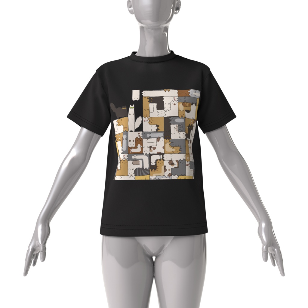 Tシャツ ねこブロック