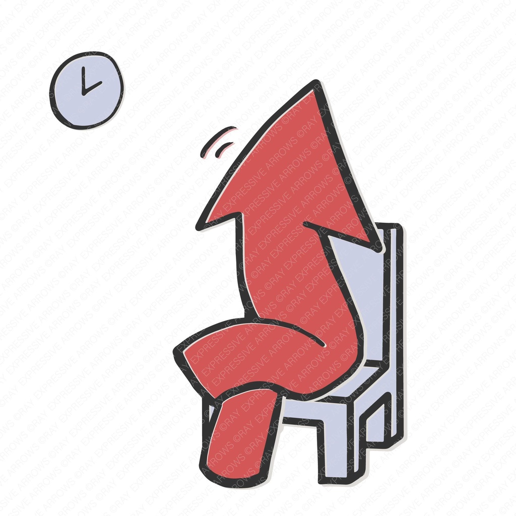 時計チラ見待機矢印_Expressive Arrows｜結果待ち・時間を気にする待機矢印イラスト