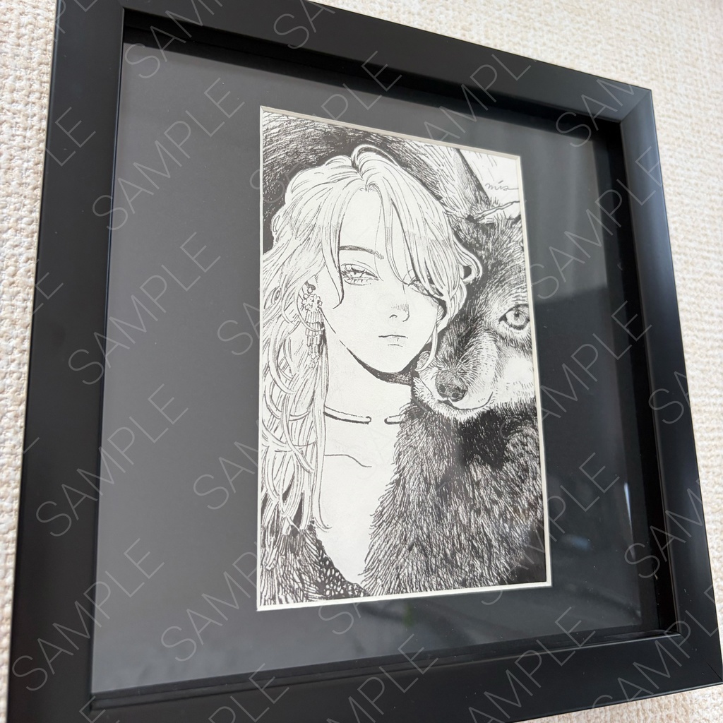 原画「狼と女」(額込み)