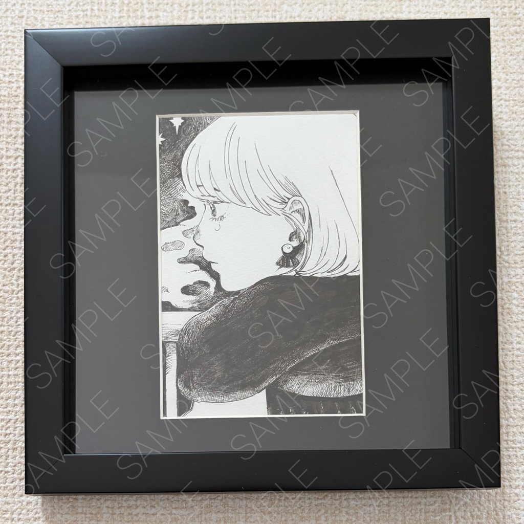 原画「冬の夜」(額込み)