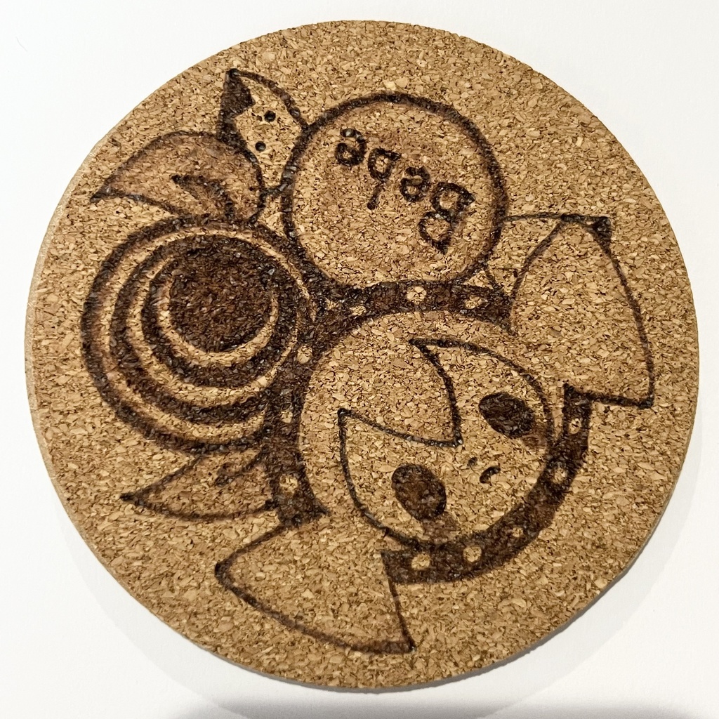 コルクコースター　ウッドバーニング