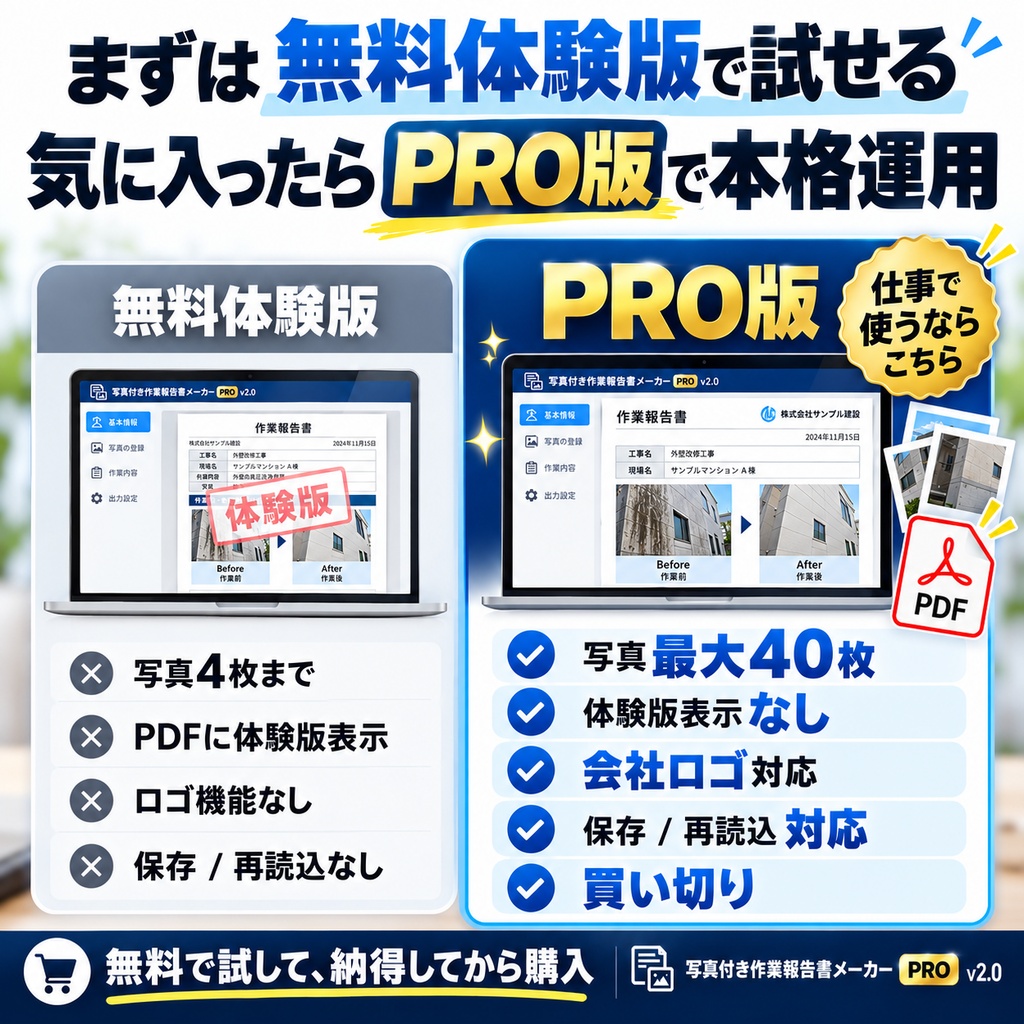 【写真を入れるだけ】写真付き作業報告書メーカーvr2