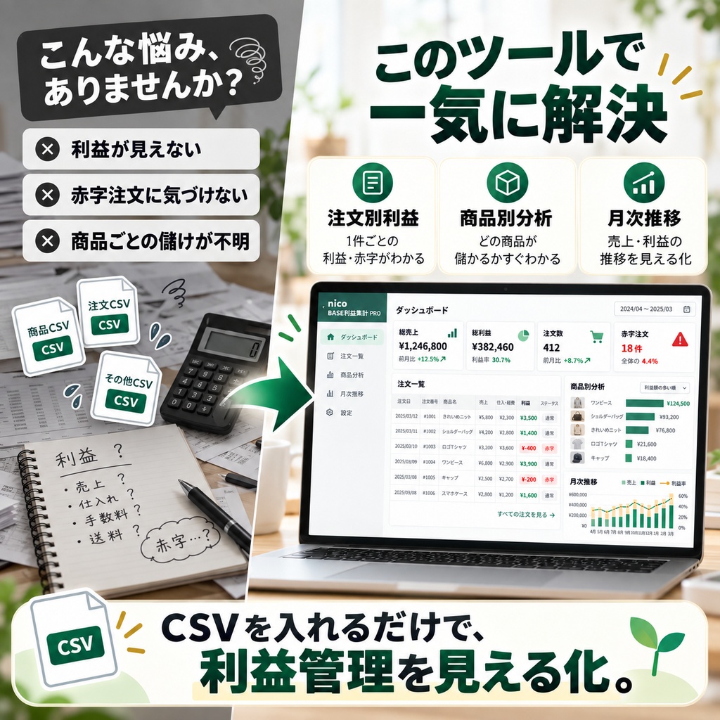 nico|EC利益集計ツール|BASE CSV対応vr2
