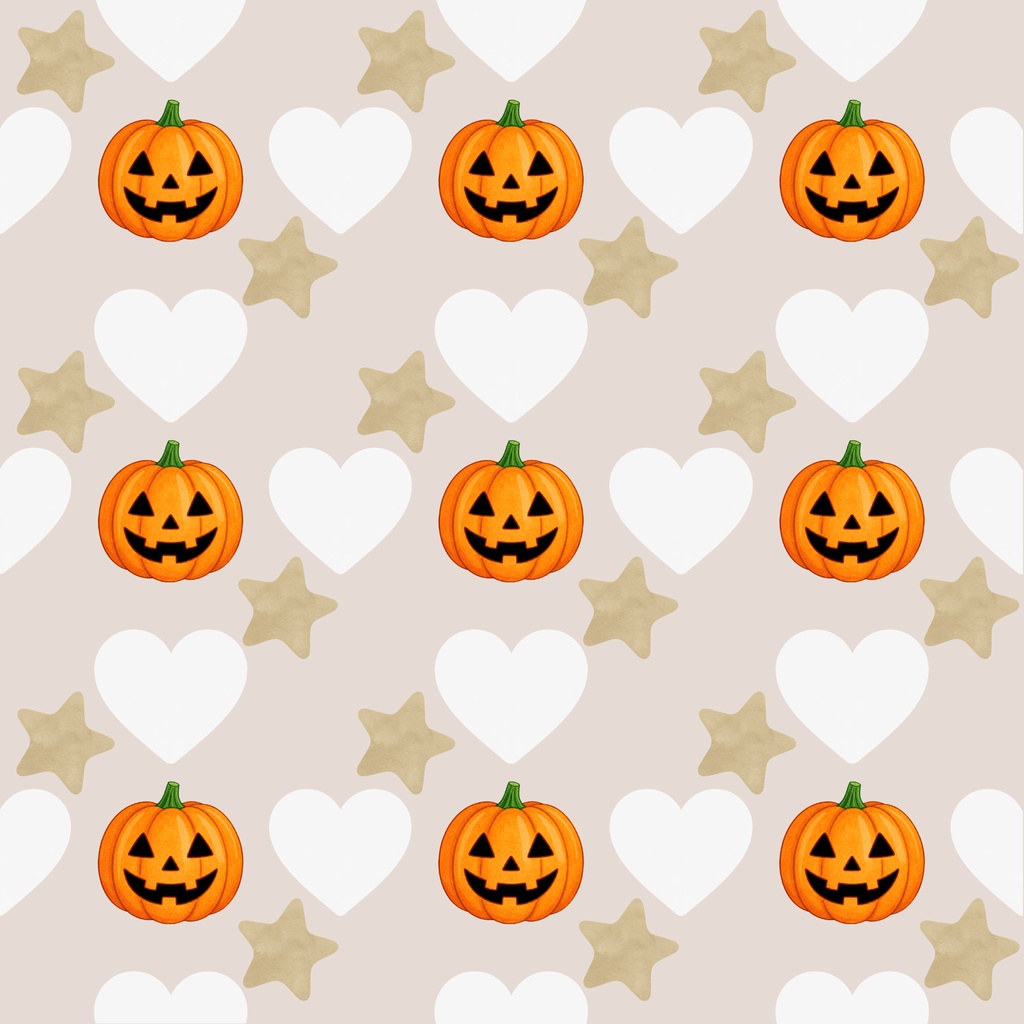 「ハロウィン デジタルペーパー 12枚セット|かぼちゃ・ハート・星|秋、アニマル柄|PNG」